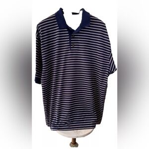 Cutter & Buck all cotton Navy Striped Men's Polo‎ Shirt size XL summer short slv